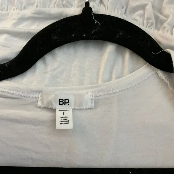 bp Women's White Long-Sleeve Peplum Top SZ L - Picture 4 of 5